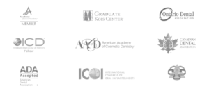Academy of general dentistry, Graduate Kois center, Ontario dental association, ICD fellow, American academy of cosmetic dentistry, Canadian dental association, ADA accepted, International congress of oral implantologists, gold Invisalign provider 2021 1
