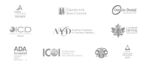 Academy of general dentistry, Graduate Kois center, Ontario dental association, ICD fellow, American academy of cosmetic dentistry, Canadian dental association, ADA accepted, International congress of oral implantologists, gold Invisalign provider 2021